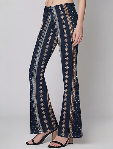  Rétro Vintage Boho Années 1970 Pantalons à pattes d'éléphant leggings évasés Pantalon évasé Hippie Disco Taille haute Tribal Déguisement Femmes Halloween Carnaval Vacances Festival de Musique Festival