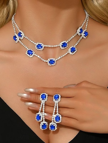  bruidssieradensets 1 set zirkonia oorbellen met strass ketting voor dames elegante stijlvolle trendy sieradenset voor bruiloften speciale gelegenheden feestavondkleding