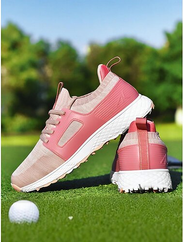  Leichte rosa Golfschuhe für Damen mit atmungsaktivem Mesh – stylische, sportliche Schnürschuhe für entspannte Golfrunden, die Driving Range oder Country-Club-Events
