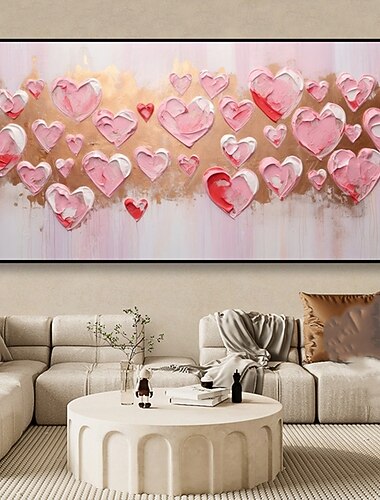  Cuadro de corazón hecho a mano de Mintura, pintura al óleo sobre lienzo, decoración de pared, cuadro abstracto moderno para decoración del hogar, pintura enrollada sin marco y sin estirar.