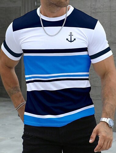  Per uomo Maglietta Camicia a Maniche Corte Manica Corta Girocollo Estate Blocco di colori Moda Designer Essenziale Stampato Vacanza Streetwear Uscire Rosso Blu marino Blu Maglietta Top per Uomo