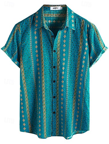  Retrò Vintage Boho Anni '70 Camicia Camicie hawaiane Hippie A righe Per uomo Halloween Carnevale Festival Musicale Vacanza al Mare Festa a tema retrò Adulti Camicia