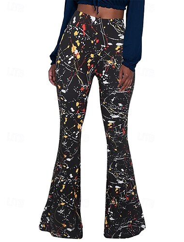  Retro Vintage Boho 1970er Schlaghosen Schlag-Leggings Disco Hohe Taille Paisley-Muster Stammes Damen Halloween Karneval Urlaub Musikfestival Festival Erwachsene Hose