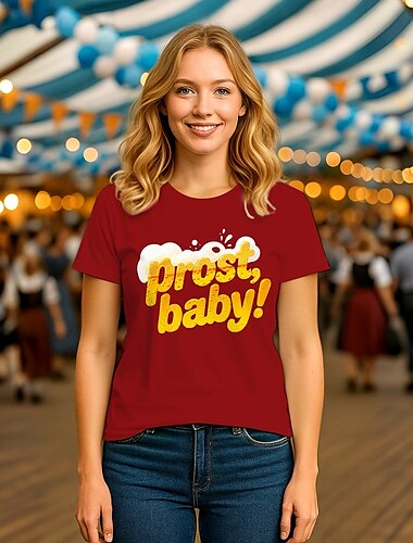  Oktoberfest Cerveza T-Shirt bávaro Munich Alemán Gráfico Para Mujer Adulto Carnaval Cerveza Oktoberfest Estampado en caliente Fiesta