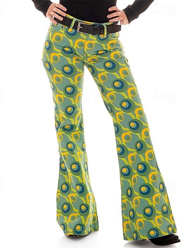  Retro Vintage 1970er Groovy Schlaghosen Disco Mittlere Hüfthöhe Psychedelisch Damen Halloween Karneval Urlaub Musikfestival Festival Erwachsene Hose