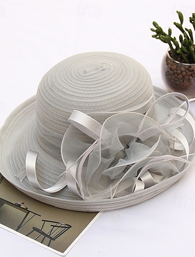 Kentucky Derby Hut für die Kirche, breiter Krempe, Spitzenhut, Fascinator, Teeparty-Mütze, Hochzeitshut