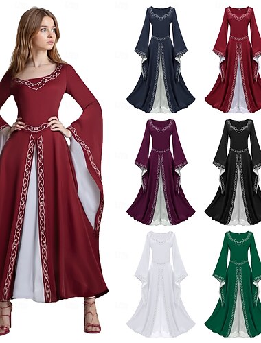  Middeleeuws Renaissance Cocktail jurk Gala jurk Ren Faire Viking Outlander Elf Dames Keltisch Fantasie Koninklijk Halloween Carnaval Maskerade Feest LARP Ren Faire Volwassenen Kleding