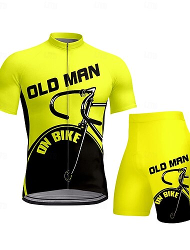  CAWANFLY Herren Radtrikot mit Shorts Kurzarm Gelb Rote Königsblau Fahhrad Gepolsterte Shorts / Chamois Kombination UV-beständig 3D-Polster Schnelltrocknend Anatomisches Design Reflektierende Streifen