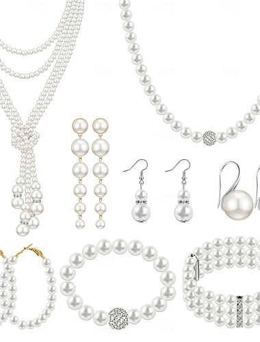  brudsmyckeset 1 set pärla strass 1 armband 1 ring örhängen halsband damer elegant snygg söt smyckeset för bröllop speciellt tillfälle fest kvällskläder