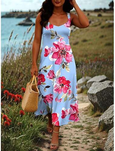 نسائي فستان طويل فستان شكل حرف A فستان بدون أكتاف العطلة كاجوال نمط الشاطئ مناسب للحفلات عادي ورد الرسم بدون كم رقبة مربعة أسود أبيض أزرق أخضر الصيف الربيع   نسائي فستان طويل فستان شكل حرف A فستان بدون أكتاف العطلة كاجوال نمط الشاطئ مناسب للحفلات عادي ورد الرسم بدون كم رقبة مربعة أسود أبيض أزرق أخضر الصيف الربيع