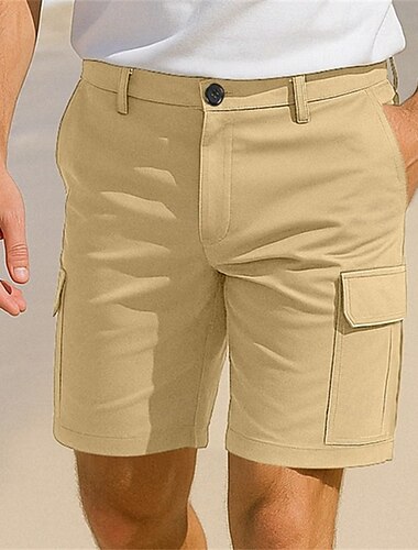  Herr Cargo-shorts Outdoor Shorts Beach Shorts Vandringsshorts Elastisk midja Flera fickor Rakt ben Slät Andningsfunktion Fuktabsorberande Knelängd Ledigt Dagligen Helgdag Semester Mode Svart Grön