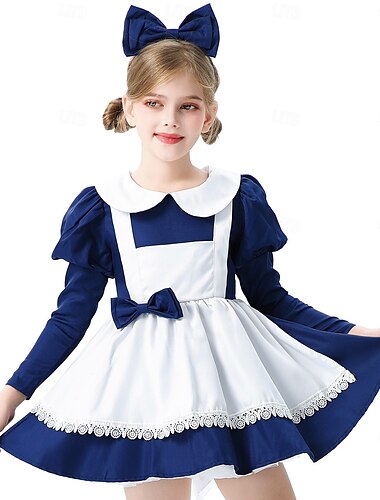  Alice in Wonderland Sprookje Alice Jurken Kostuum Verhaalboekpersonages Lieve Lolita Film cosplay for Voor meisjes Kinderen Halloween Carnaval Wereldboekendag Prestatie Educatieve aankleedspelletjes