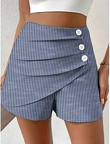  Damen Chinos Shorts Urlaub Vintage Ethno-Stil Kurz Hohe Taille Grafik Geometrisch Gestreift Plissiert Mikroelastisch Urlaub Straße Täglich Rubinrot Violett Rote Grün Sommer Frühling Normale Passform