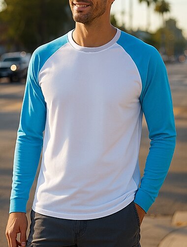  Herren Laufoberteil Laufshirt Langarm T-Shirt Schnelltrocknend Leicht Atmungsaktiv Tennis Golfspiel Laufen Sportbekleidung Sportkleidung Farbblock Weiß Rosa Purpur