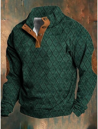  Herren Sweatshirt Schwarz Armeegrün Braun Stehkragen Einfach Farbblock Druck Täglich Ferien Ausgehen Polyester Streetwear Lässig Herbst Winter Bekleidung Kapuzenpullover Sweatshirts