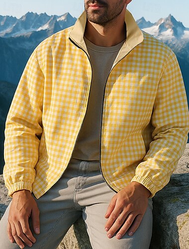  Herren Outdoorjacke Wanderjacke Außen Sonnenschutz Atmungsaktiv Schnelltrocknend Leicht Wanderoutfits Wanderbekleidung Frühling Herbst Jacke Tennis Golfspiel Laufen Einfarbig Gelb Marinenblau Blau