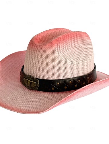  Cowboyhüte für Damen, braune Cowgirlhüte, klassische Westernhüte aus Stroh für Damen, Musikfestival, Party, Strand