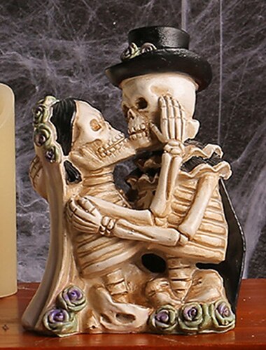  Halloween-skjelettfigur i harpiks, skummel hodeskalledekorasjon til hjemsøkt hus, escape room, skummel feststemning, harpiks-skrekkrekvisitt
