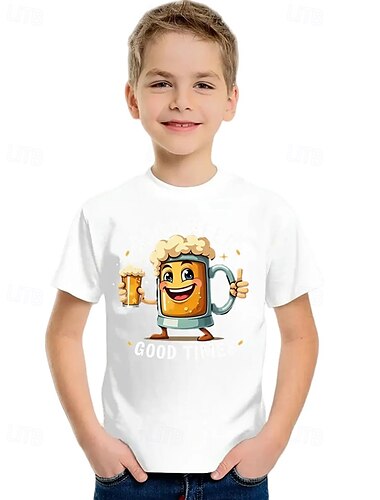  Jungen 3D Grafik T-Shirt Kurzarm Sommer Frühling Mode Basic Kinder 4-12 Jahre Rundhalsausschnitt Outdoor Lässig Täglich Normale Passform