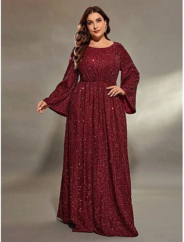  A-Linie Abendkleid Elegant Kleid Formell Hochzeit Bodenlang Langarm Rundhalsausschnitt Spitze mit Falten 2025