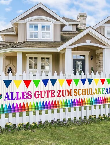  Zurück zu Schule Zaunbanner für deutsche Schüler Willkommensparty-Dekoration Hängebanner für Partybedarf