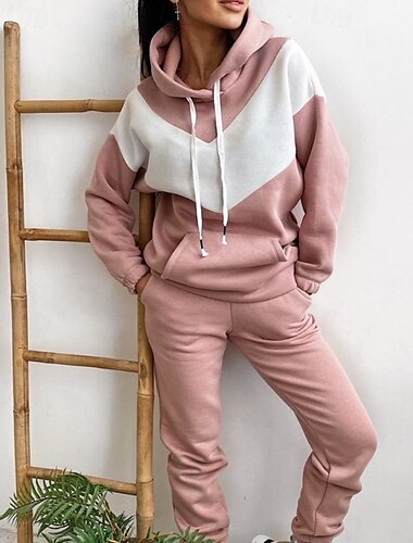  Women's Tracksuit Sweatpants Lace Athleisure Fall Long Sleeve Spandex Thermal Warm Windproof Gym Running Athleisure Sportswear Activewear Color Block Black Pink Green