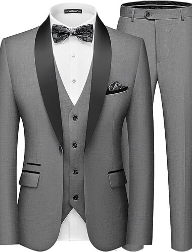  Herren Hochzeits-Party Smokings Anzüge Heimkehranzüge Rot Marineblau Geschäftlich Formal einfarbig Standardpassform 3-teilig Einreiher mit einem Knopf