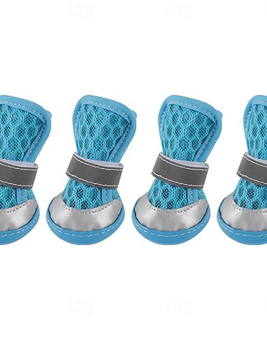  Mesh-Hundeschuhe, Haustierstiefel, atmungsaktive Hundeschuhe für kleine Hunde, wasserdichte Haustiersandalen mit rutschfester Sohle und Reißverschluss, langlebiger Haustierpfotenschutz für heißen