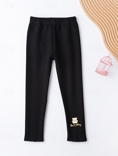  Kinder Mädchen Leggings Einfarbig Streetwear Outdoor 4-12 Jahre Herbst Schwarz Weiß Rosa