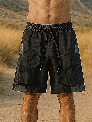  Herren Wandershorts Sportshorts Patchwork Außen Normale Passform Schnelltrocknend Leicht Elastisch Atmungsaktiv Shorts Elastischer Bund Schwarz Braun Tennis Golfspiel Laufen M L XL XXL XXXL