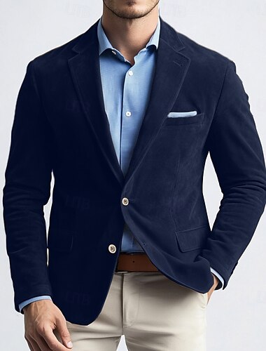  Herren Blazerjacke Arbeit Straße Mode Lässig Herbst Winter Kunstleder Einfach Knöpfe Tasche Bequem Einreihig Blazer Marineblau Braun Grün Kaki