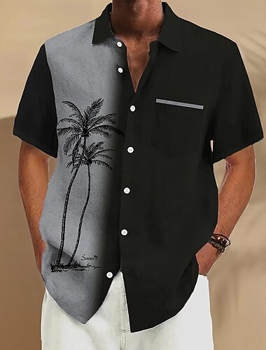  Per uomo Albero di Cocco Piante Tropicali Camicia Camicia hawaiana estiva Camicia con Bottoni Manica Corta Hawaiano Vacanza Ferie Abbigliamento mare Estate Primavera Collo ripiegato Stampa 3D Una