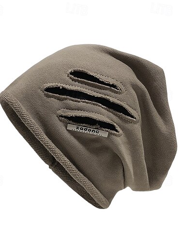  Herren Unisex Beanie Mütze Wintermützen Winter Beanie Mütze Schwarz Braun Baumwolle Zerrissen Lässig Gemütlich Alltagskleidung Ausgehen Einfarbig Warm