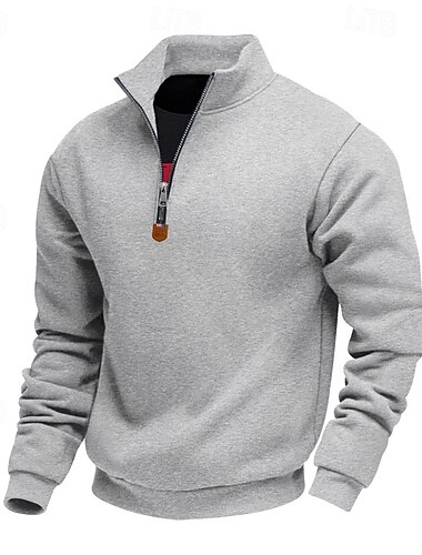  Hombre Sudadera Sudadera con un cuarto de cremallera Albaricoque Negro Blanco Vino Rojo Media cremallera Plano Deporte Diario Festivos Poliéster Ropa de calle Básico Casual Primavera Otoño Ropa