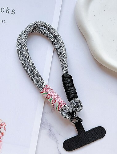  neue unisex kreativ bedruckte Handyhüllenkette universelle und vielseitige kurze Seilgriffkette robuste bedruckte Farbe Anti-Verlust-Farbseil