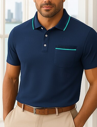  Herren Farbblock Polo Strick-Polopullover Kurzarm Umlegekragen Formell Arbeit Sport & Outdoor Stripe-Trim Streifen Rein Frühling Ganzjahres Weiß Dunkelrot Dunkelmarine