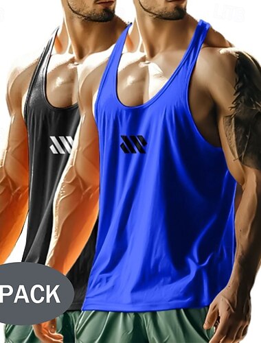  Férfi Atléta Mellény Ujjatlan póló Gym Muscle Tee Ujjatlan U-alakú Mély dekoltázs Nyár Sima Divat Sportos Klasszikus 2 db Hétköznapi Sport Fitnesz Piros+világosszürke Szürke+Fehér Fekete+Szürke Férfi