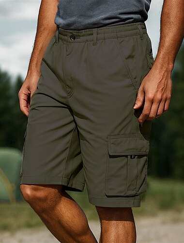  Herren Cargoshorts Wandershorts Außen Normale Passform Atmungsaktiv Schnelltrocknend Leicht Shorts Elastischer Bund Schwarz Armeegrün Baumwolle Tennis Golfspiel Laufen M L XL XXL XXXL