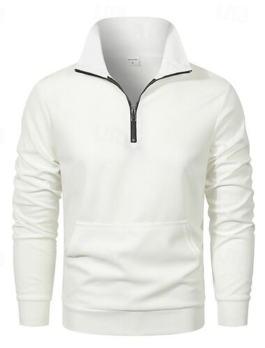  Per uomo Maglia Felpa con zip corta Aalbicocca Nero Bianco Blu Reale Grigio chiaro Mezza zip Semplice Tasca Sport & Outdoor Quotidiano Ferie Poliestere Streetwear Essenziale Casual Primavera Autunno
