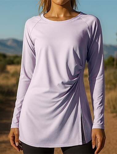  Women's Running Top Running Shirt Split Long Sleeve Tee Tshirt Breathable Quick Dry Lightweight Elastic Tennis Golf Running Sportswear Activewear Solid Colored Black Pink Blue