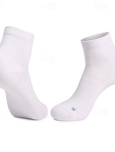  1 Par Hombre Calcetines para correr Transpirable Secado rápido Antibacteriano acolchado Al aire libre tripulación de cuarto Retazos Nailon Blanco Verde claro Crema para Esquí Corriendo Camping