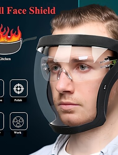  Volledig gezichtsbeschermend masker, verstelbaar anti-condens plastic masker, ademend ontwerp, geschikt voor buiten en in de keuken, veilige sluiting - ideaal cadeau voor familie en vrienden,