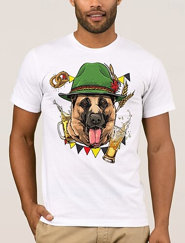  Oktoberfest Hund T-Shirt Bayerisch München Deutsch Grafik Für Herren Erwachsene Karneval Oktoberfestbier Heißprägen Party Alltagstauglich
