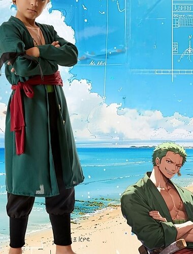  One Piece Pirata Roronoa Zoro Animé Accesorios Disfraz Trajes De Cosplay Víspera de Todos los Santos Carnaval Día Mundial del Libro Rendimiento Disfraces educativos Disfraces para eventos escolares