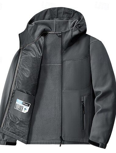  Herren Windjacke Wanderjacke Wanderfleecejacke Baumwolle Winter Draussen Thermik Winddicht Fleecejacken Schwarz Gelb Armeegrün Khaki Grau