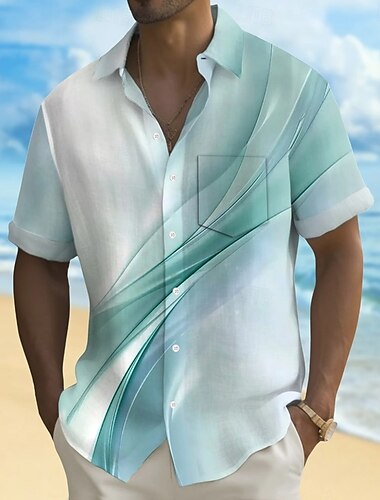  Per uomo Sfumatura Onde Marmo Camicia Camicia Estiva Camicia con Bottoni Manica Corta Moda Casual All'aperto Vacanza Abbigliamento Quotidiano Estate Primavera Collo ripiegato Stampa 3D camicie con