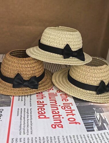  Mini-stråhattar för 17 cm vinyldocka, naturlig miniatyrstråhatt, docka, gör-det-själv-pyssel, dockhusdekorationstillbehör