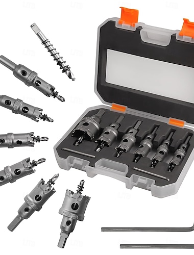  5-delige TCT-gatenzaagset met wolfraamcarbide punt en titanium geplateerde pilotboor voor metaal, roestvrij staal, ijzer, hout en kunststof