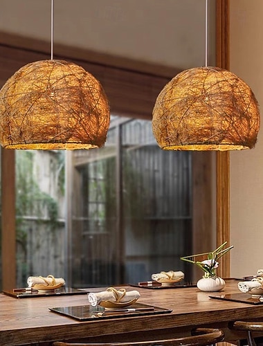  Lustre en rotin wabi-sabi, lustre vintage créatif en rotin tissé à la main pour salon salle à manger
