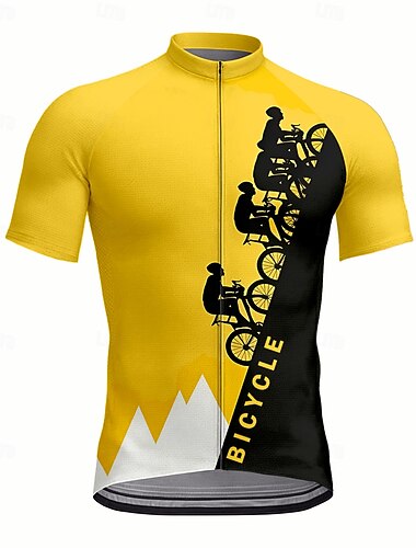  Voor heren Wielrenshirt Grafisch Geometrisch Letter en nummer Korte mouw Fietsen Shirt Kleding Bovenlichaam met 3 achterzakken UV-bestendig Sneldrogend Rits Aan De Voorzijde Reflecterende strips Sport